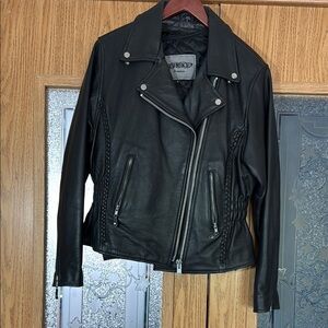 Unik Black Leather Moto Jacket